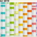 Allerbeste Kalender 2019 Zum Ausdrucken In Excel 16 Vorlagen