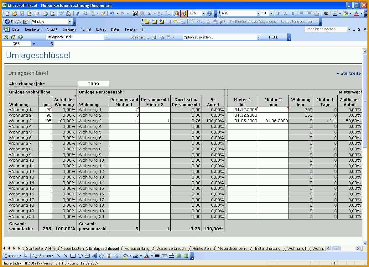Angepasst Nebenkostenabrechnung Mit Excel Vorlage Zum Download