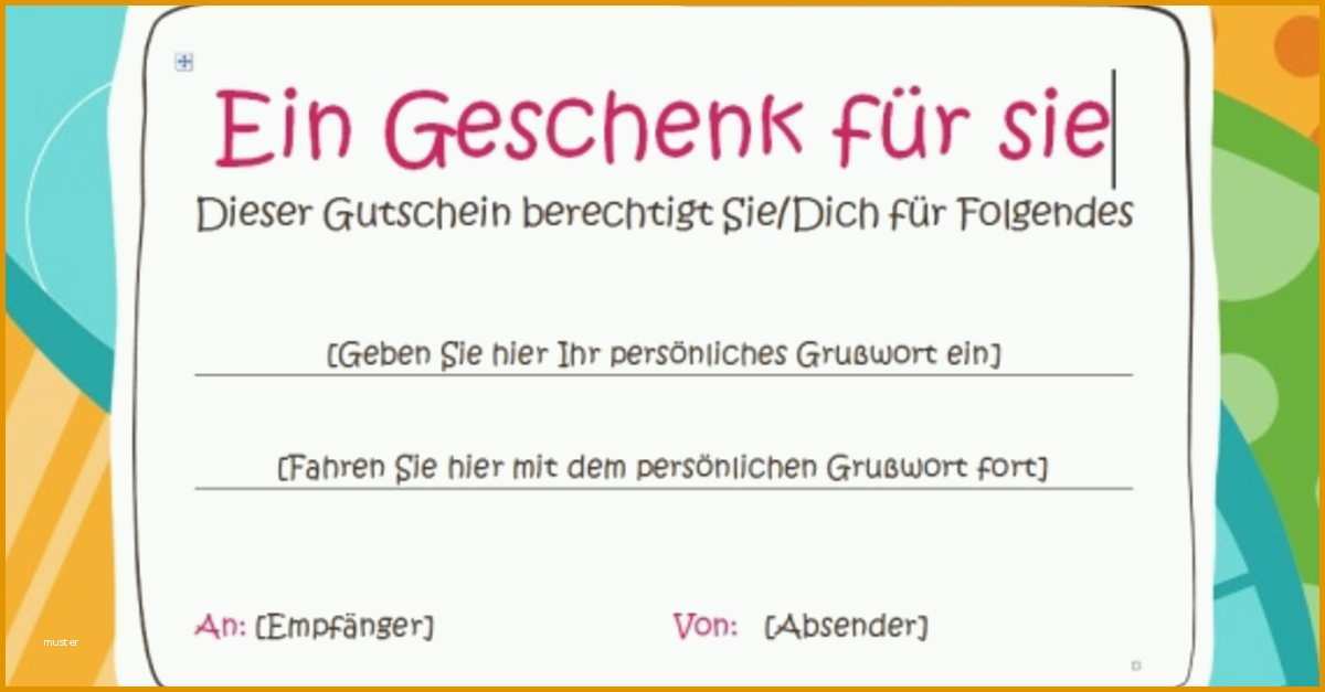 Atemberaubend Gutschein Vorlage Word Download