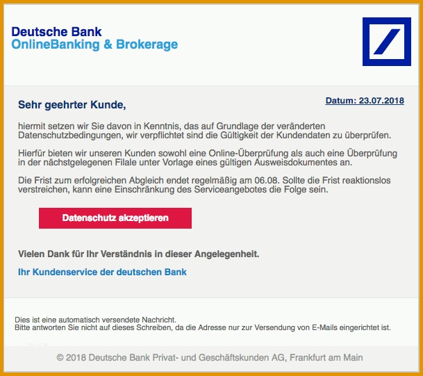 deutsche bank e mail ist spam