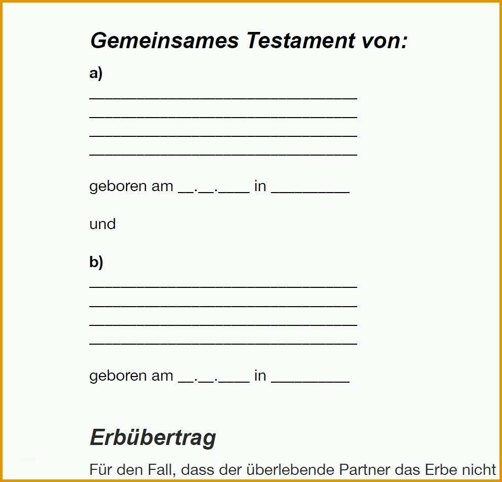 Ausgezeichnet Ehegattentestament Testament Handschriftlich