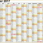 Ausgezeichnet Kalender 2017 Zum Ausdrucken In Excel 16 Vorlagen