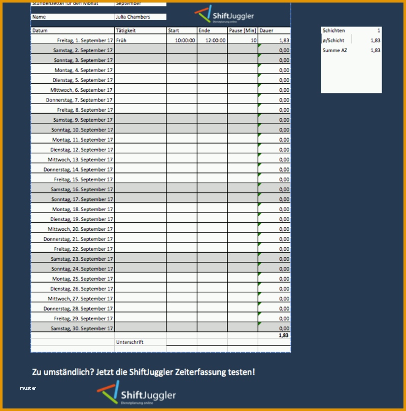 ausnahmsweise stundenzettel vorlage für excel und word zum download