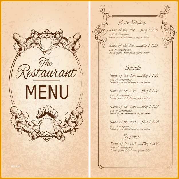 retro vintage restaurant menu vorlage mit rahmen und dekoration vektor illustration