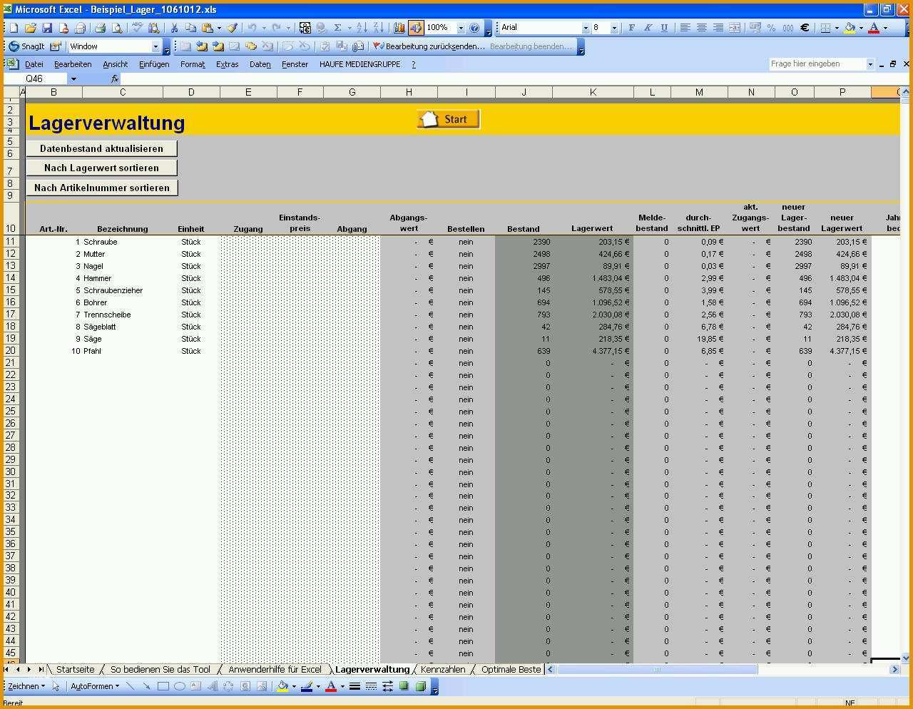 Bestbewertet Lagerverwaltung Mit Bestellmengenoptimierung Excel