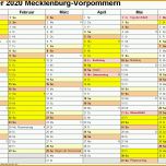Einzahl Kalender 2020 Mecklenburg Vorpommern Ferien Feiertage