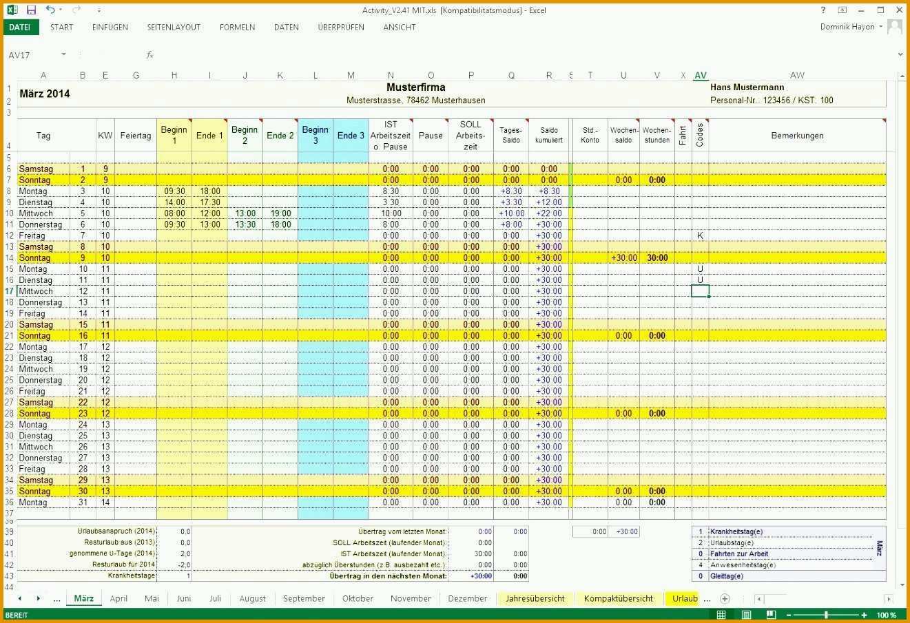 Empfohlen Zeiterfassung Excel Vorlage Kostenlos 2018 Bewundernswerte