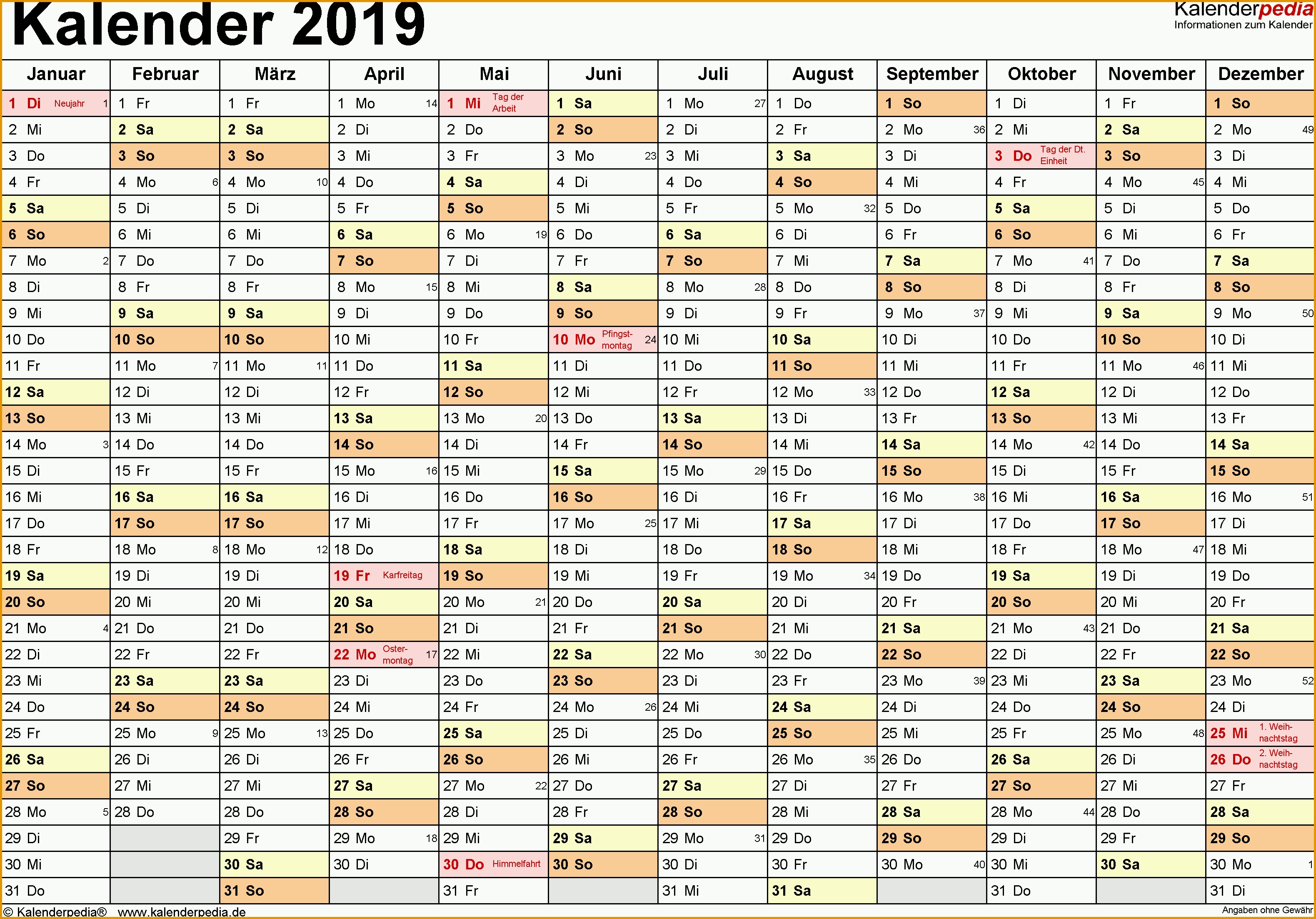 kalender 2019 excel vorlagen