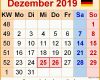 Fantastisch Kalender Dezember 2019 Als Word Vorlagen