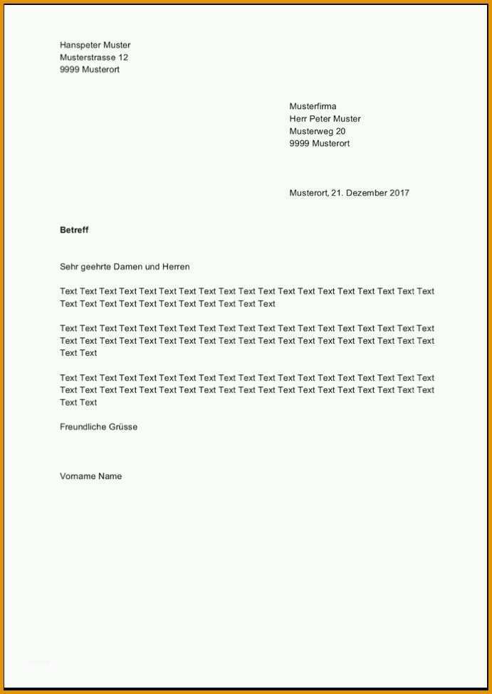 Faszinieren Briefvorlage Word Schweiz Kostenloser Download