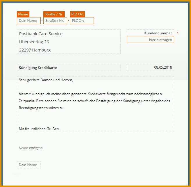 Großartig Postbank Kreditkarte Kündigen Vorlage Download Chip