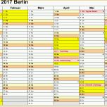 Hervorragend Kalender 2017 Berlin Ferien Feiertage Excel Vorlagen