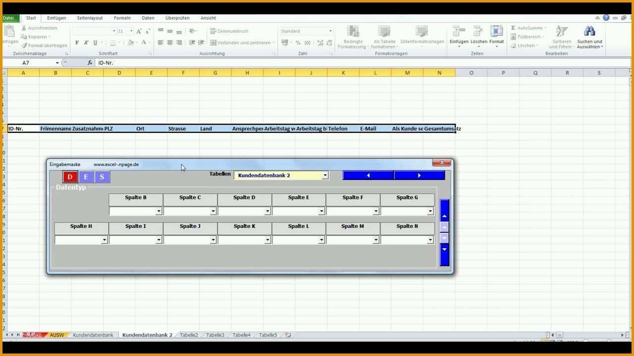 Ideal Datenbanken In Excel Aus Einer Flexiblen Eingabemaske Mit