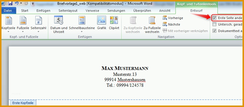 Limitierte Auflage Briefkopf Mit Microsoft Word Erstellen