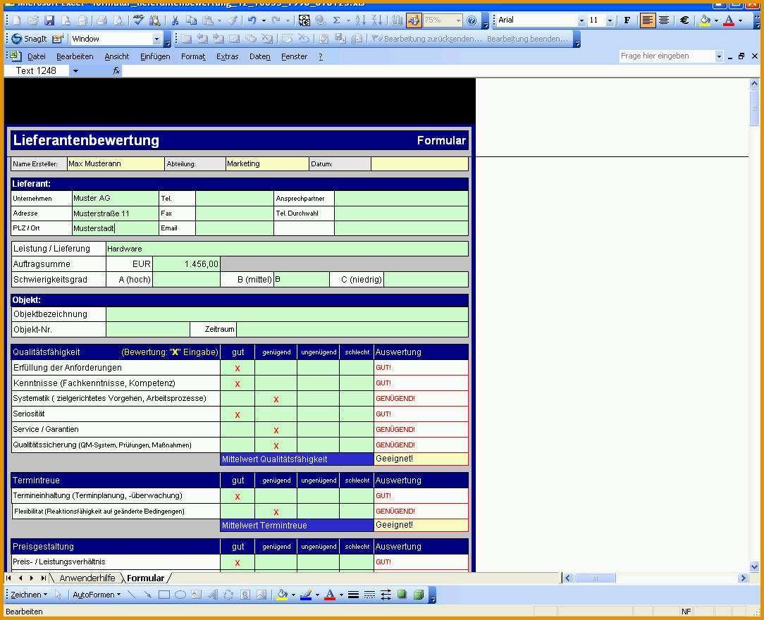 Neue Version Excel Vorlage Lieferantenbewertung Zum sofort Download