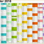 Neue Version Kalender 2018 Zum Ausdrucken In Excel 16 Vorlagen