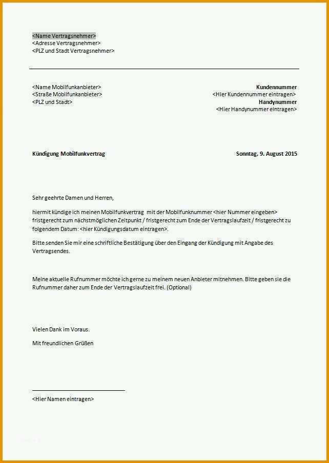 Neue Version Kündigung O2 Vertrag Vorlage Schön Kündigung Handyvertrag