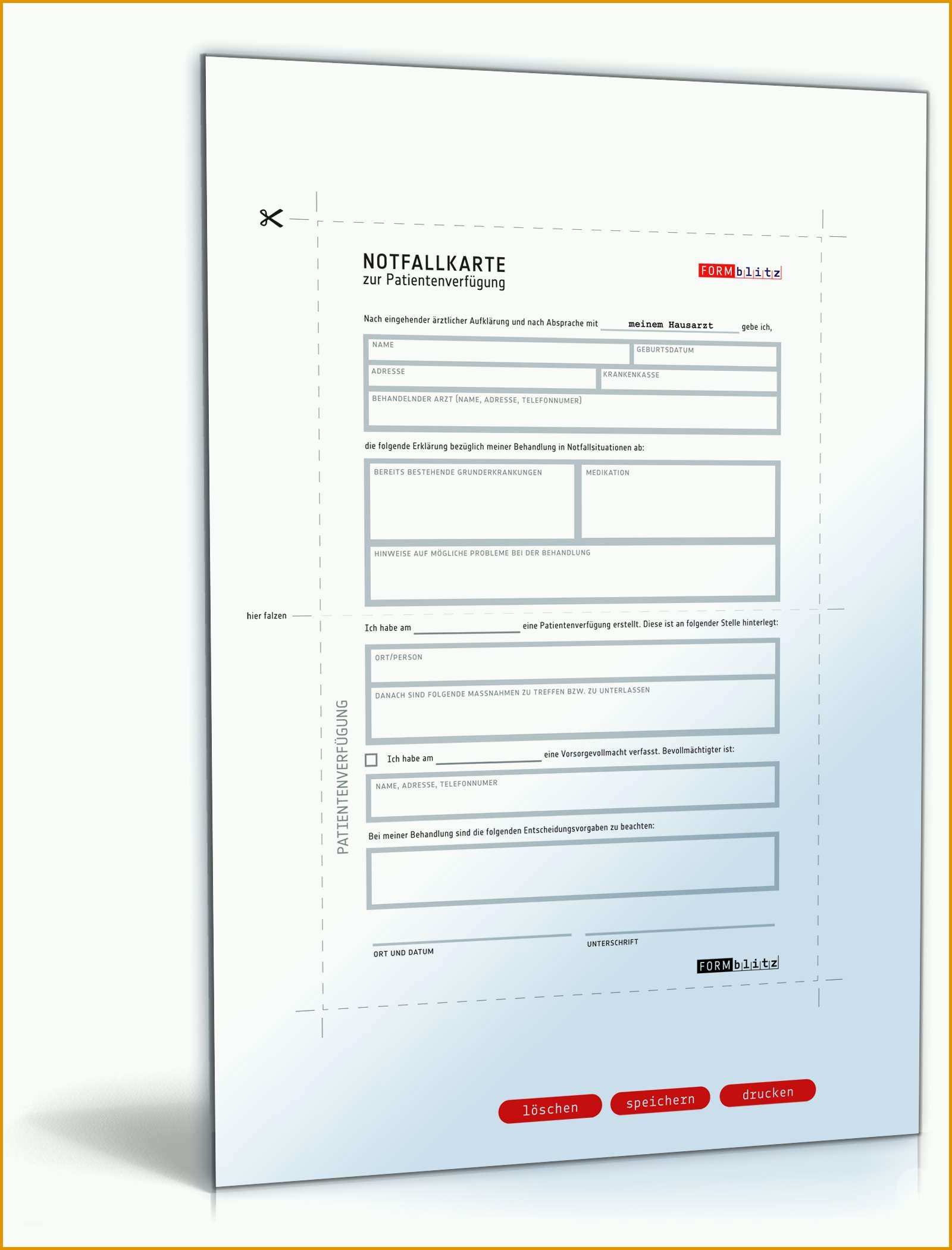 Original Notfallkarte Zur Patientenverfügung • De Vorlage Download