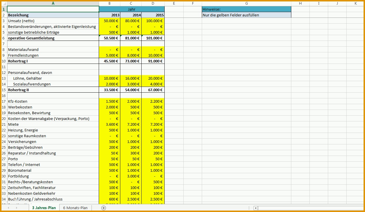 Spektakulär Excel Vorlage Rentabilitätsplanung Kostenlose Vorlage