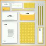 Überraschen Corporate Identity Vorlage Mit Gelbem Muster Für Brandbook