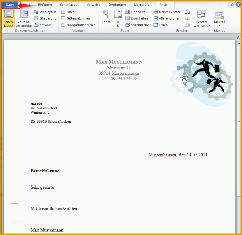 Ungewöhnlich Briefkopf Mit Microsoft Word Erstellen