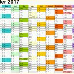 Wunderbar Kalender 2017 Zum Ausdrucken In Excel 16 Vorlagen